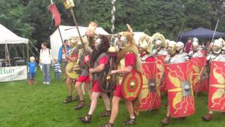 Roman Reenactment at the Amphitheatre in Caerleon Marching In [upl. by Saoj]