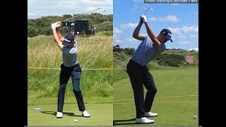 Justin Thomas golf swing  Long Iron faceon amp downtheline July 2017 [upl. by Trixi628]