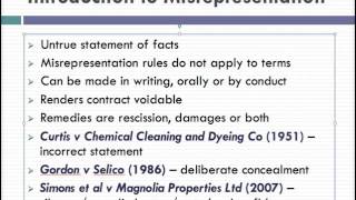 Misrepresentation Lecture 1 of 4 [upl. by Acireh]